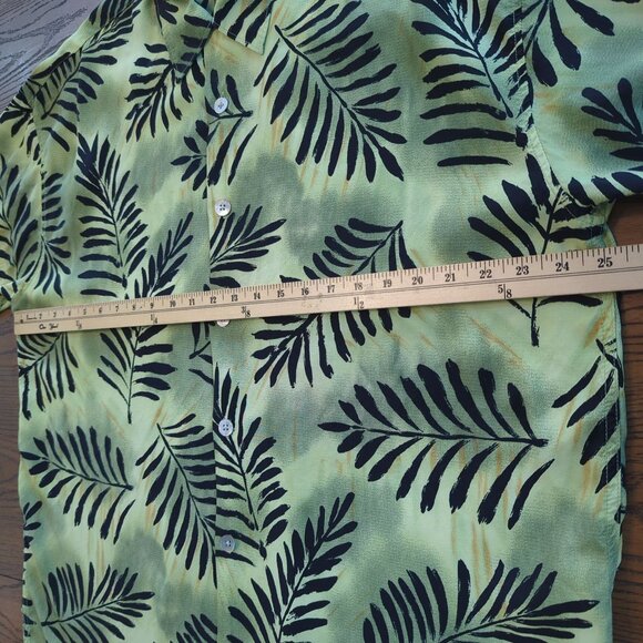 Inserch Mens Green Black Men's Shirt Sz XL Leaf Pattern Button-Up Short Sleeve - Picture 9 of 14